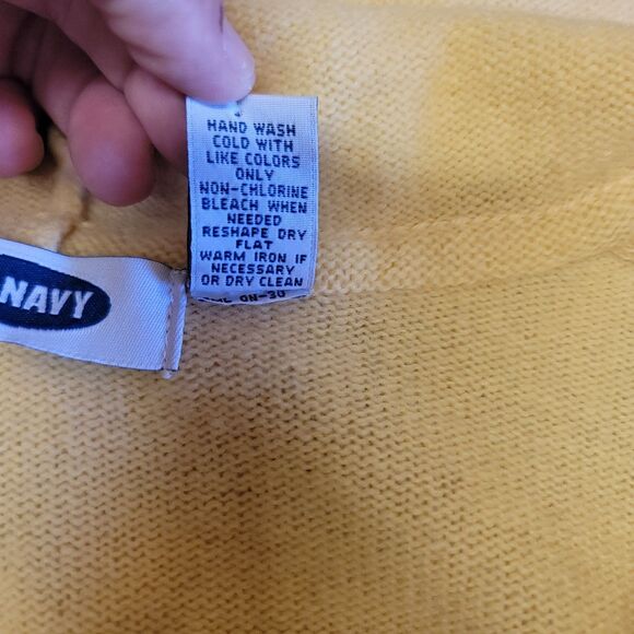 Old Navy Vtg 90s Yellow Full Zip Hooded 100% Lambs Wool Sweater Womens Size L - Picture 7 of 9